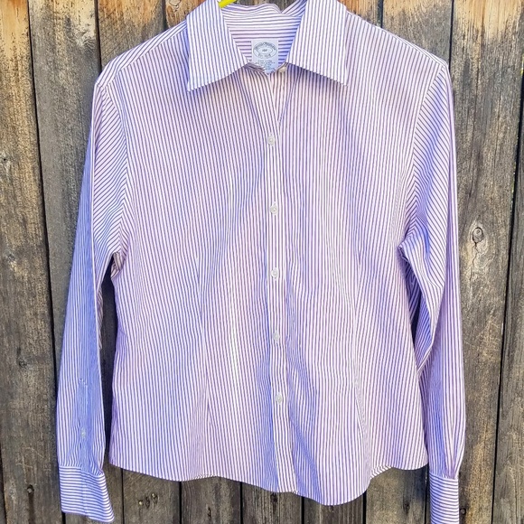 Brooks Brothers Tops - Brooks Brothers 10P Purple Stripe Button Up Fitted